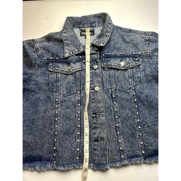 Thrill Blue Denim Jacket with Shiny Studs. Size XL NEW - Picture 8 of 12